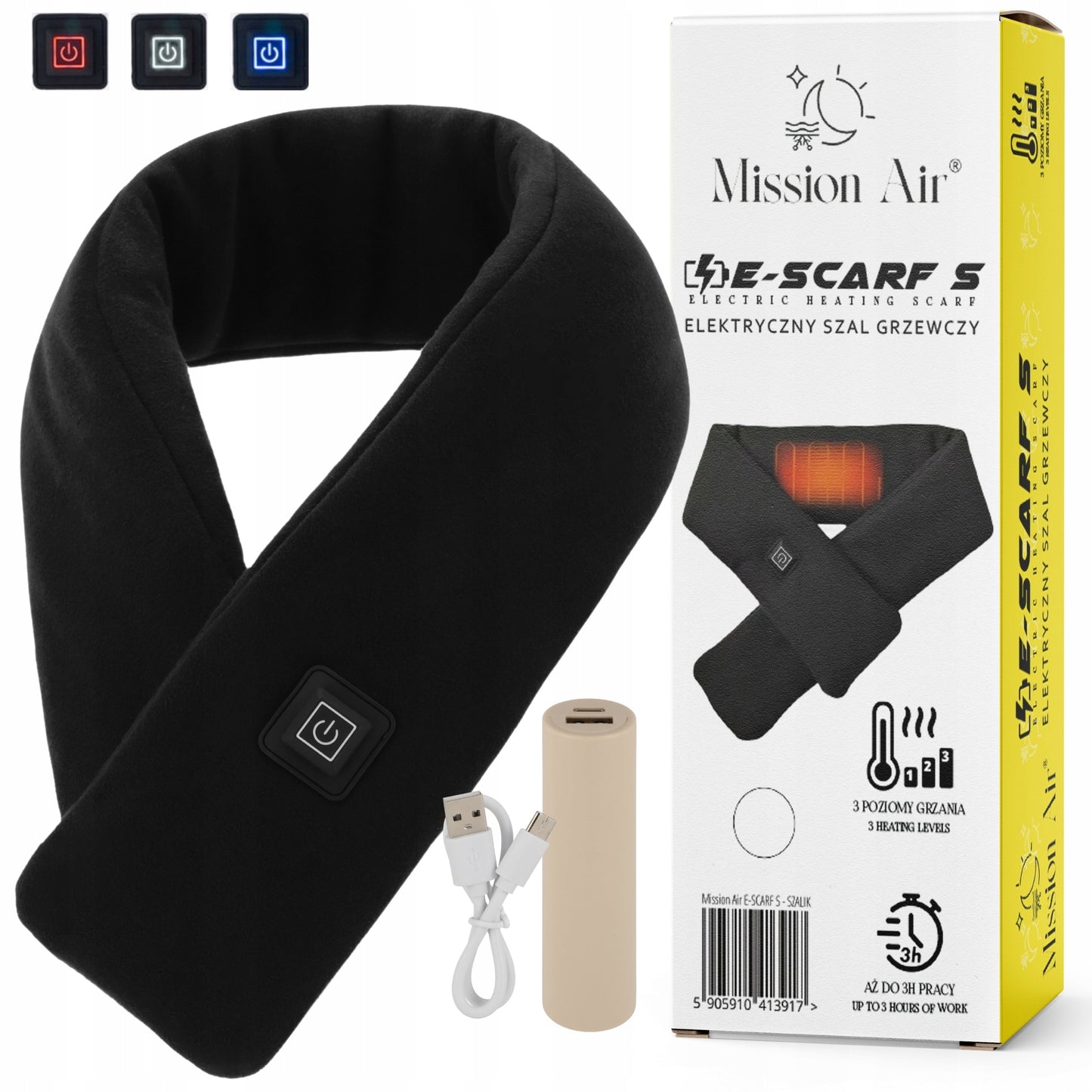 Šildomas šalikas su įkraunamu powerbank'u