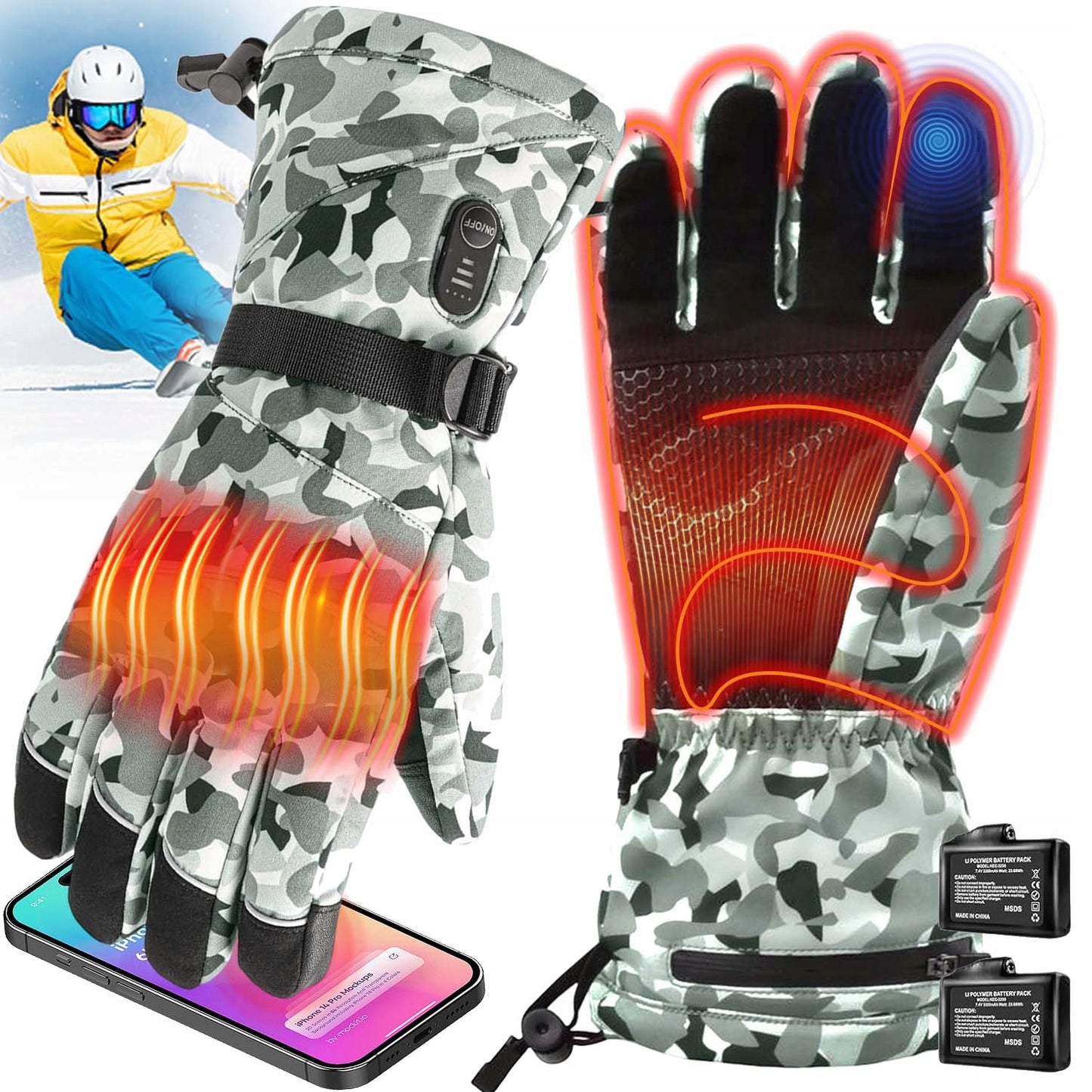 Kareiviškos šildomos pirštinės