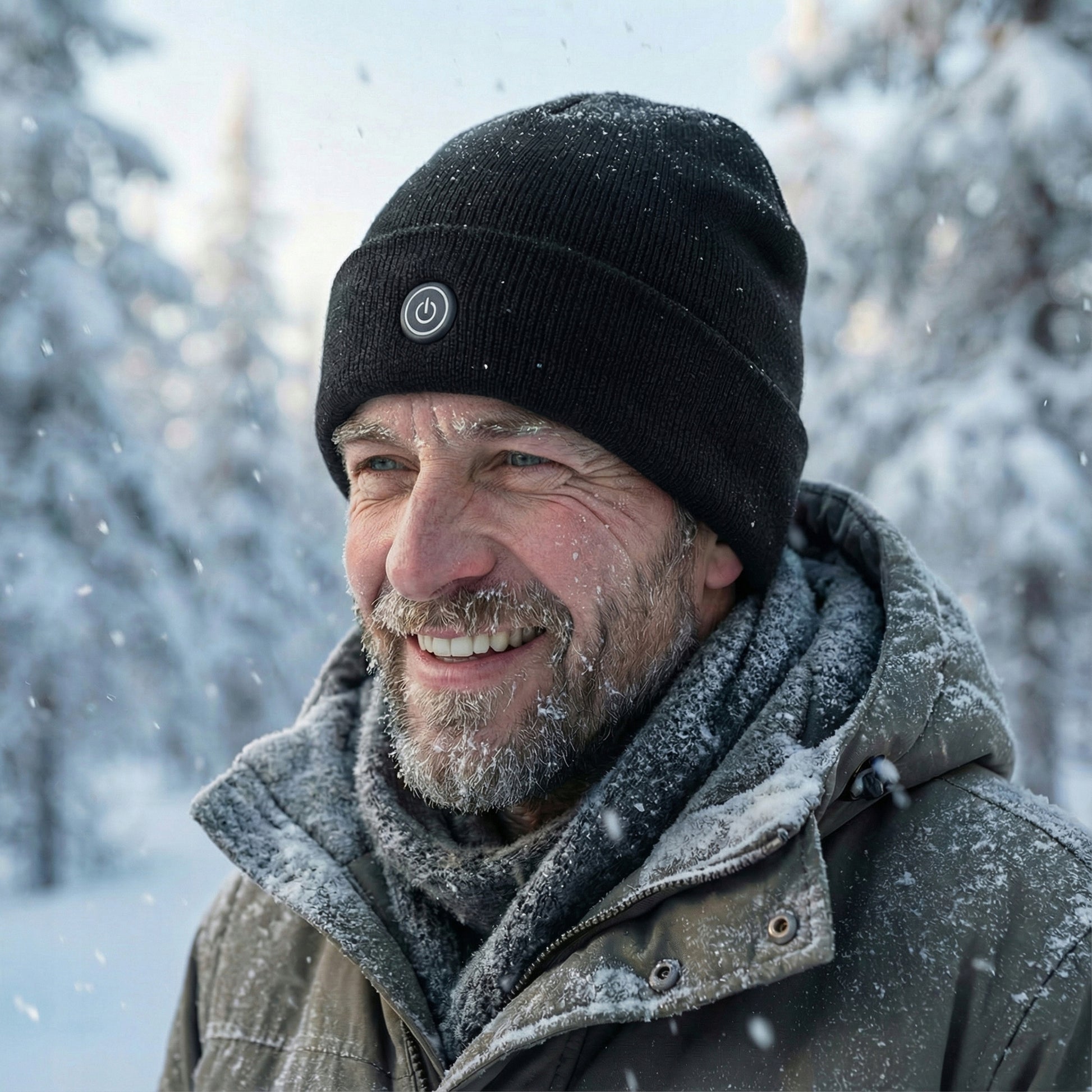 USB pakraunam Juoda šildoma kepurė su įkraunamom baterijom