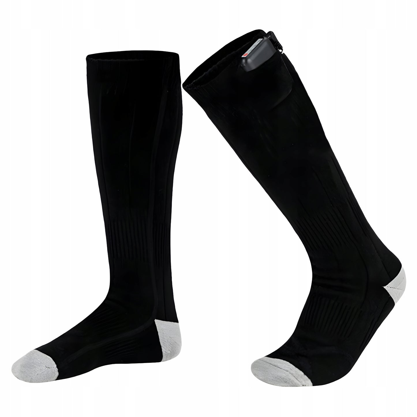 Šildomos kojinės juodos spalvos su įkraunamomis baterijomis