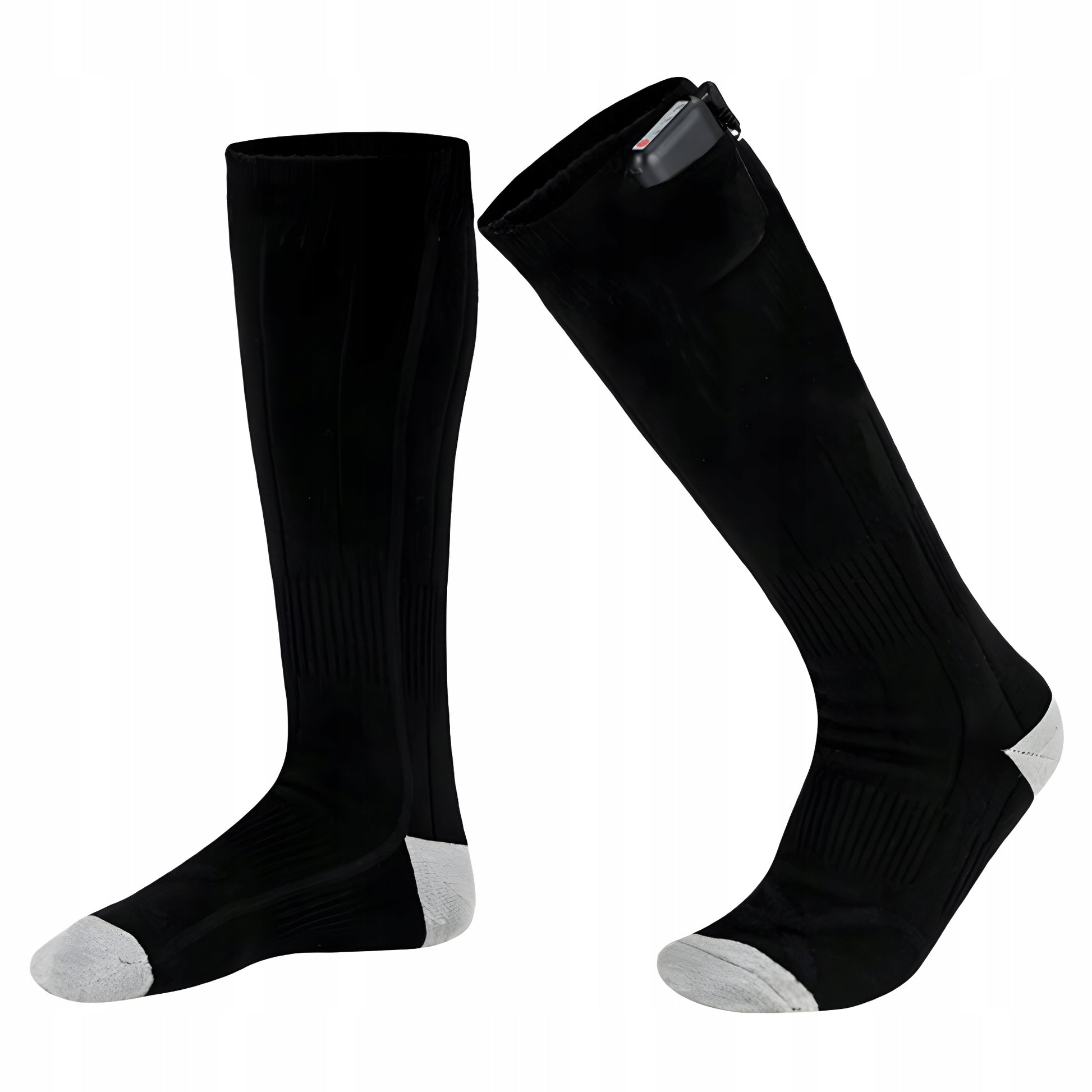 Šildomos kojinės juodos spalvos su įkraunamomis baterijomis
