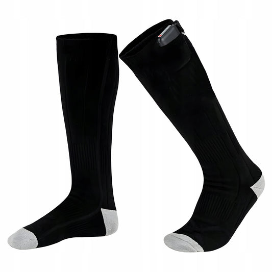 Šildomos kojinės juodos spalvos su įkraunamomis baterijomis